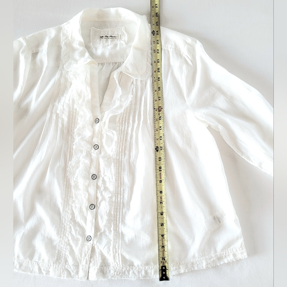 Free People White Ruffled Button-Front Blouse - Picture 8 of 16